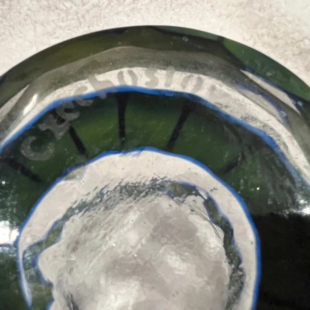 Vintage Czech Art Deco-era glass ball vase, likely by the Kralik glassworks, 30s
